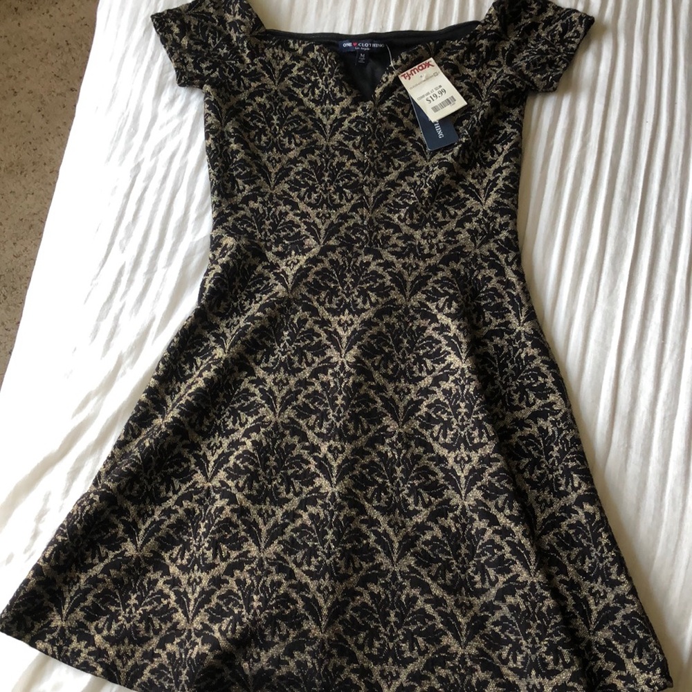 Brand New Gold and Black Patterned Dress